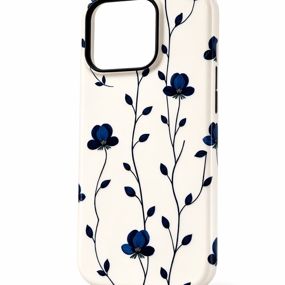 Elegant Floral Phone Case - Navy and White